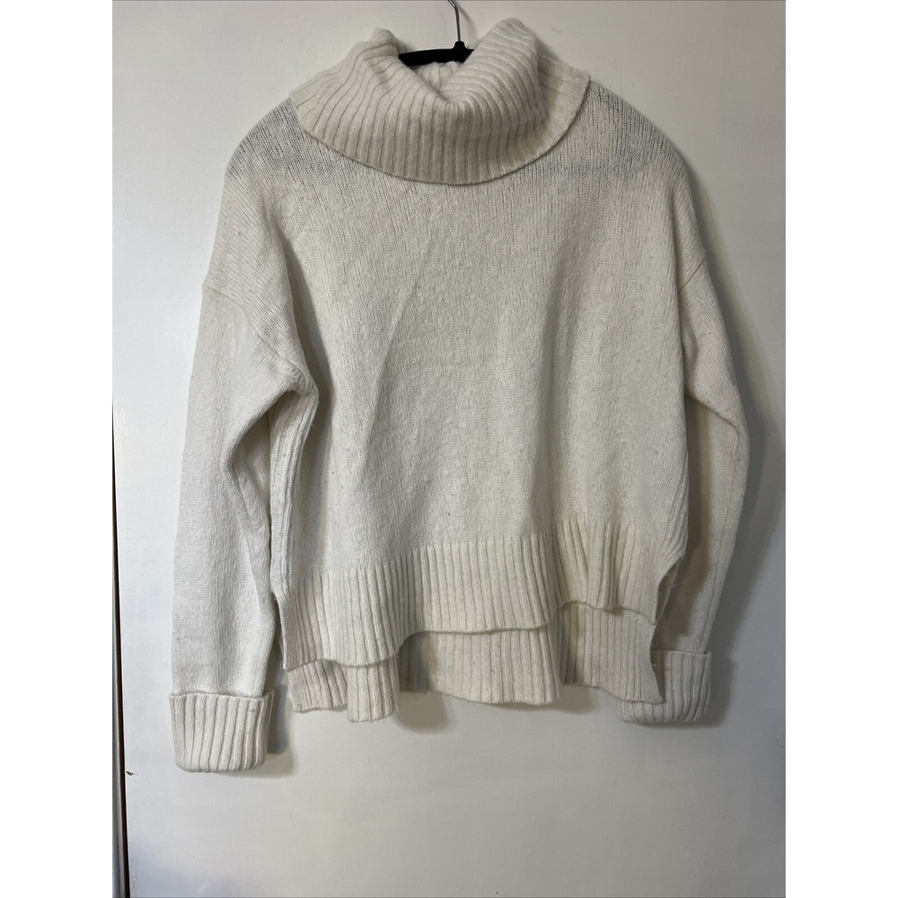 Anthropologie Sweater Turtleneck Adult M White Blair Wool Blend Italy Womens